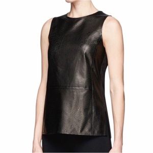 NWT Doncaster Black Perforated Leather Sleeveless Top 6